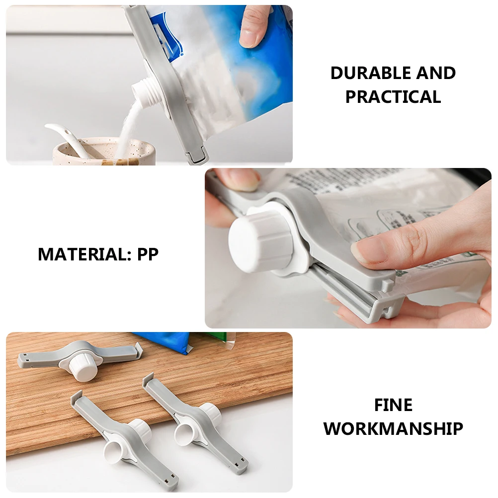 

3 Pcs Food Bag Sealing Clips with Nozzle for Snacks Preservation White Plastic Caps Sealer Stripping Tools Grocery Bags