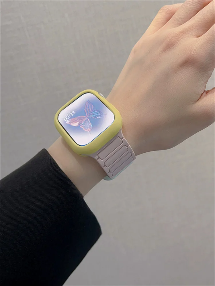 Ремешок Магнитный в Корейском стиле ярких цветов для Apple Watch Band Ultra2 49 мм 45 44 41 42 40, браслет Correa для Iwatch Series 9 8 SE 7 6