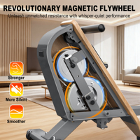 Fysiq Home-Use Magnetic Rowing Machine, with Bluetooth, Supports Kinomap, 6 Resistance Levels, 150kg Lbs Weight Capacity, Vertical Storage