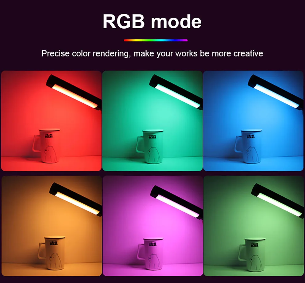 LUXCEO V8  Video Light Portable RGB Gamer Lamp 2000mAh Photo Video Shooting Selfie Lighting Fill-in lights for YouTube Studio
