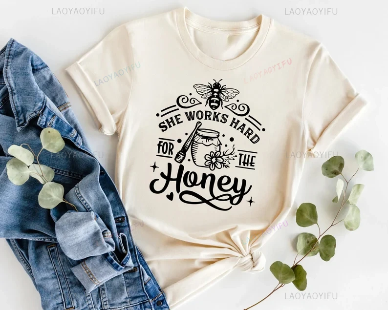 Honey Lover and Bee Lover T-shirt, Lady Beekeeper Casual Shirt, She Works Hard for Honey Shirt, Beekeeper Fashion Shirt