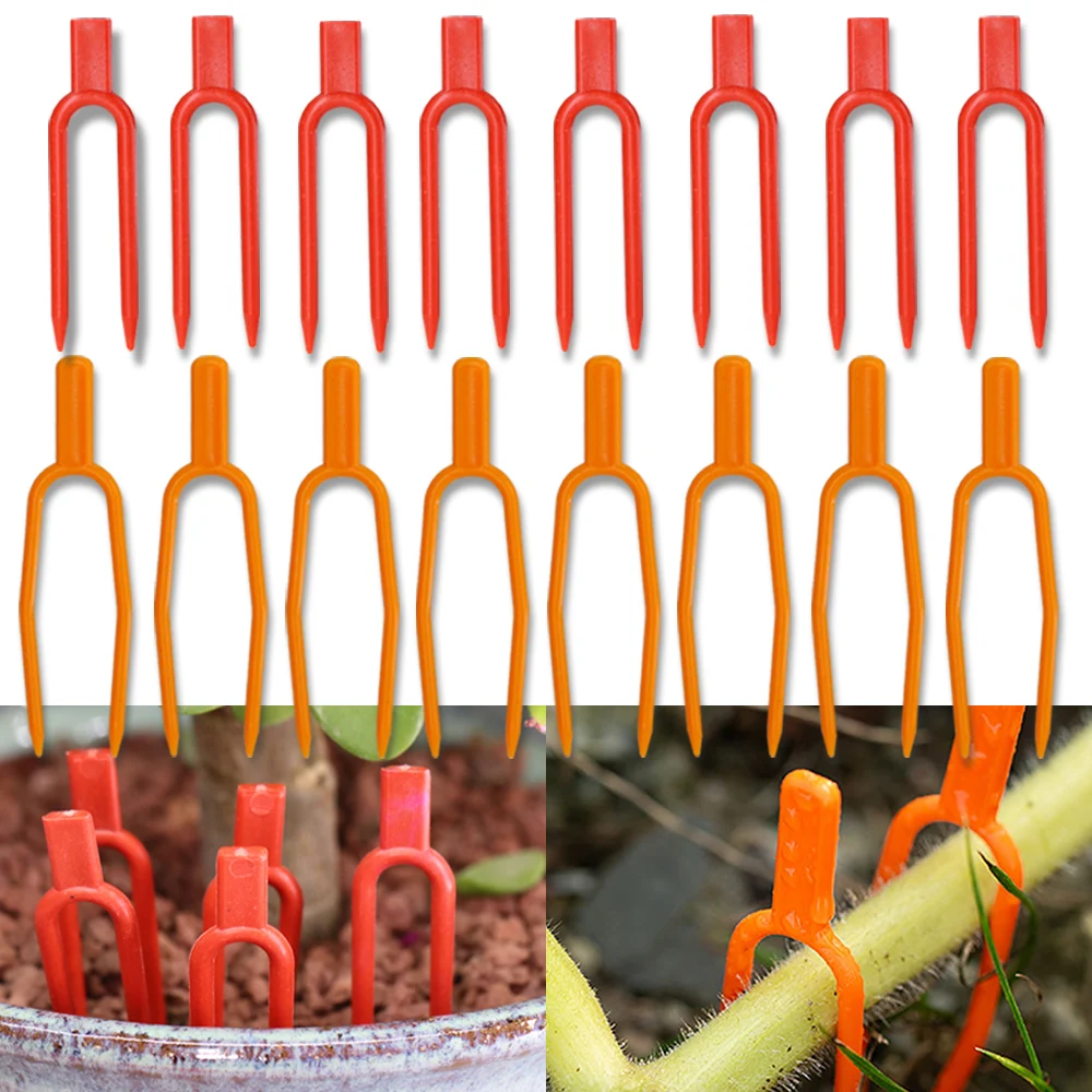 

30PCS Garden Plant Stem Creeping Holder 55/65MM Watermelon Planting Fork Strawberry Fixing Clamp Clip Reusable Vine Holder