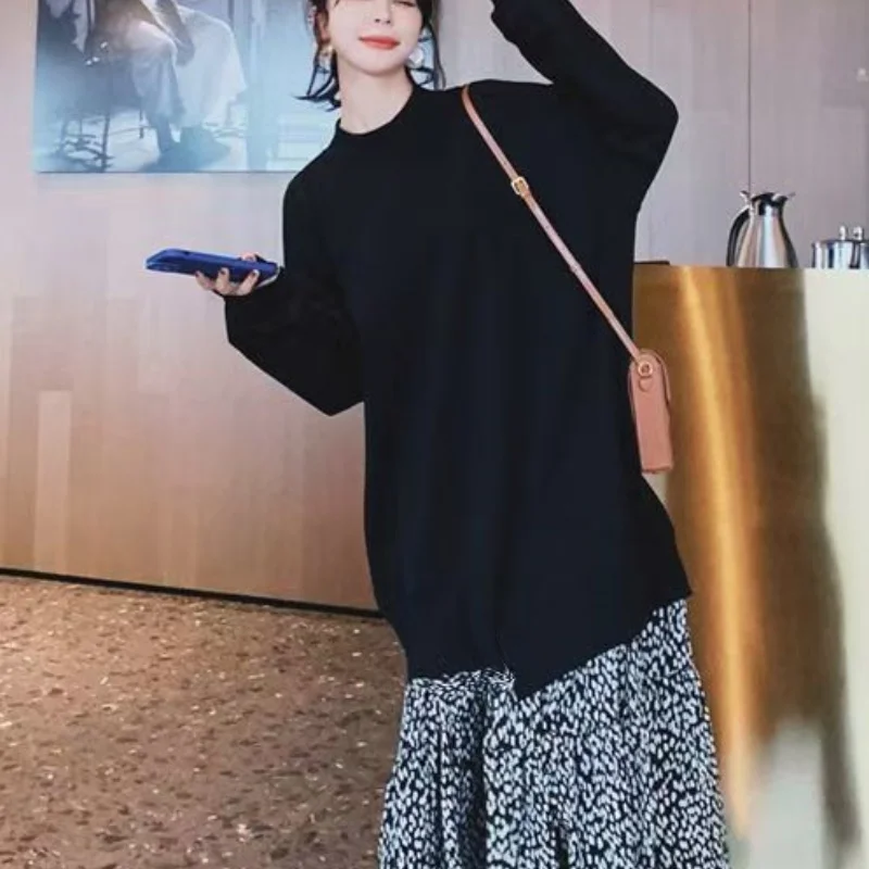 Plus Plus Size Pullover Dress Oversize Street Casual Women's Hoodies Autumn Loose Sweatshirts Streetwear Patchwork Midi Dress Autumn - Aliexpress Deal