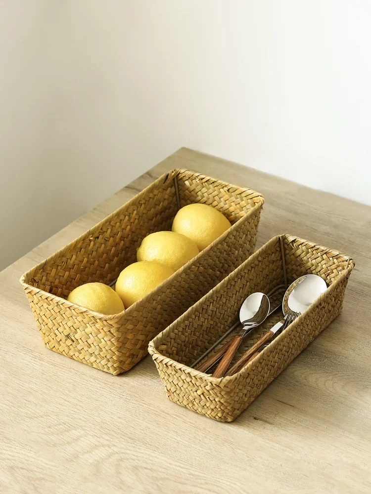 State life, cosmetics desktop storage box, seaweed weaving sundries storage, fruit storage box, multi-functional storage basket