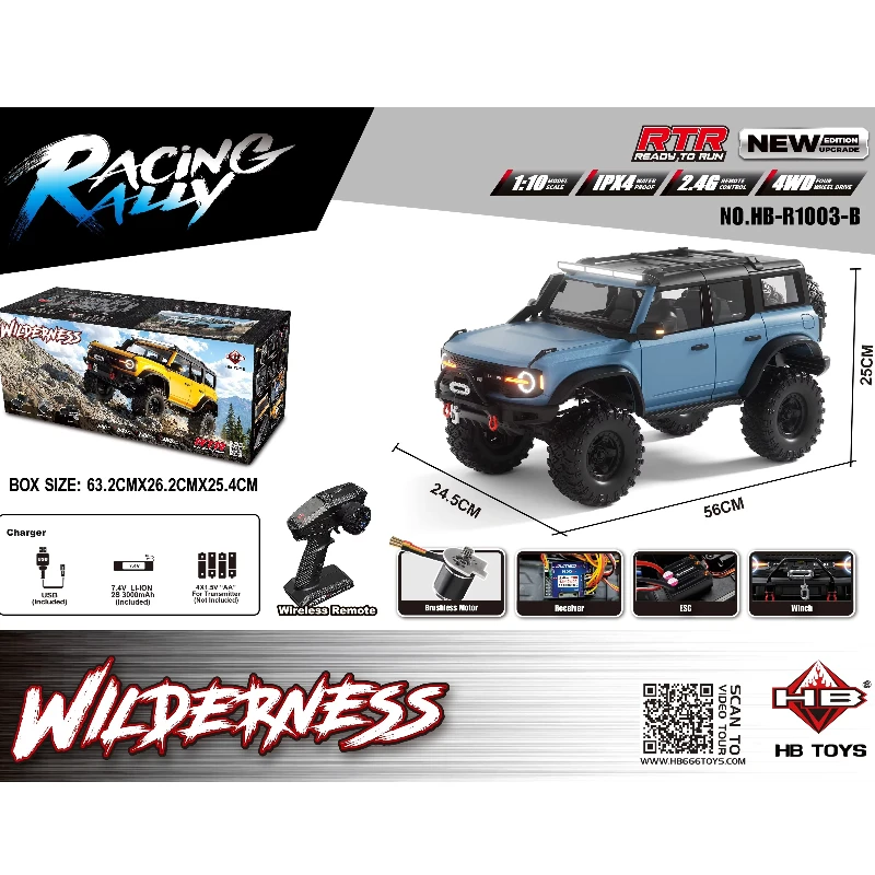 Hbtoys 1/10 Brushless Rc Rock Crawler Rtr 4wd Factory Installed Motor Esc 2-Speed Transmission Locking Diff Winch Off Road Truck