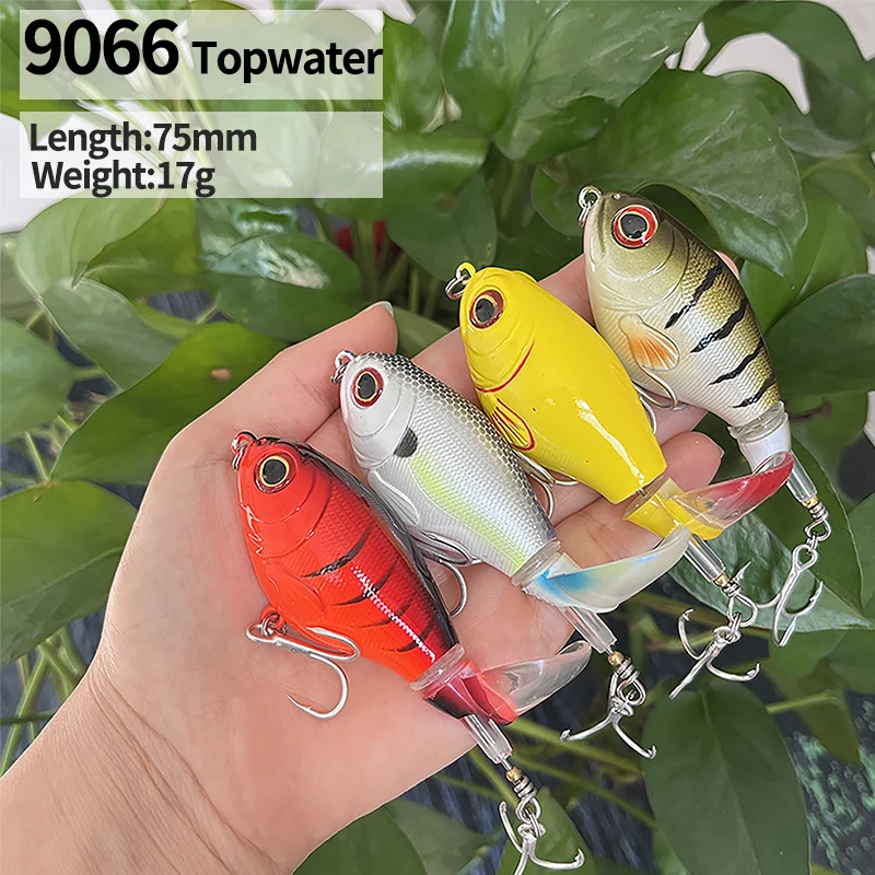 1Pcs 75mm 17g Floating Whopper Plopper 75F Rotating Minnow Fishing Lures with Spinner Crankbaits for Trout Pike Fishing Supplies