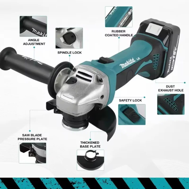 

️DGA402 brushed lithium electric Angle grinder rechargeable cutting machine High-power polishing machine Makita 18V 125mm