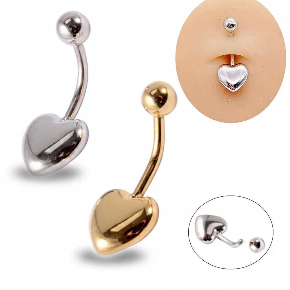 Peach Heart Navel Ring Navel Jewelry Pierced Jewelry Fashion Jewelry Stainless Steel Navel Ring Navel ring Belly Navel