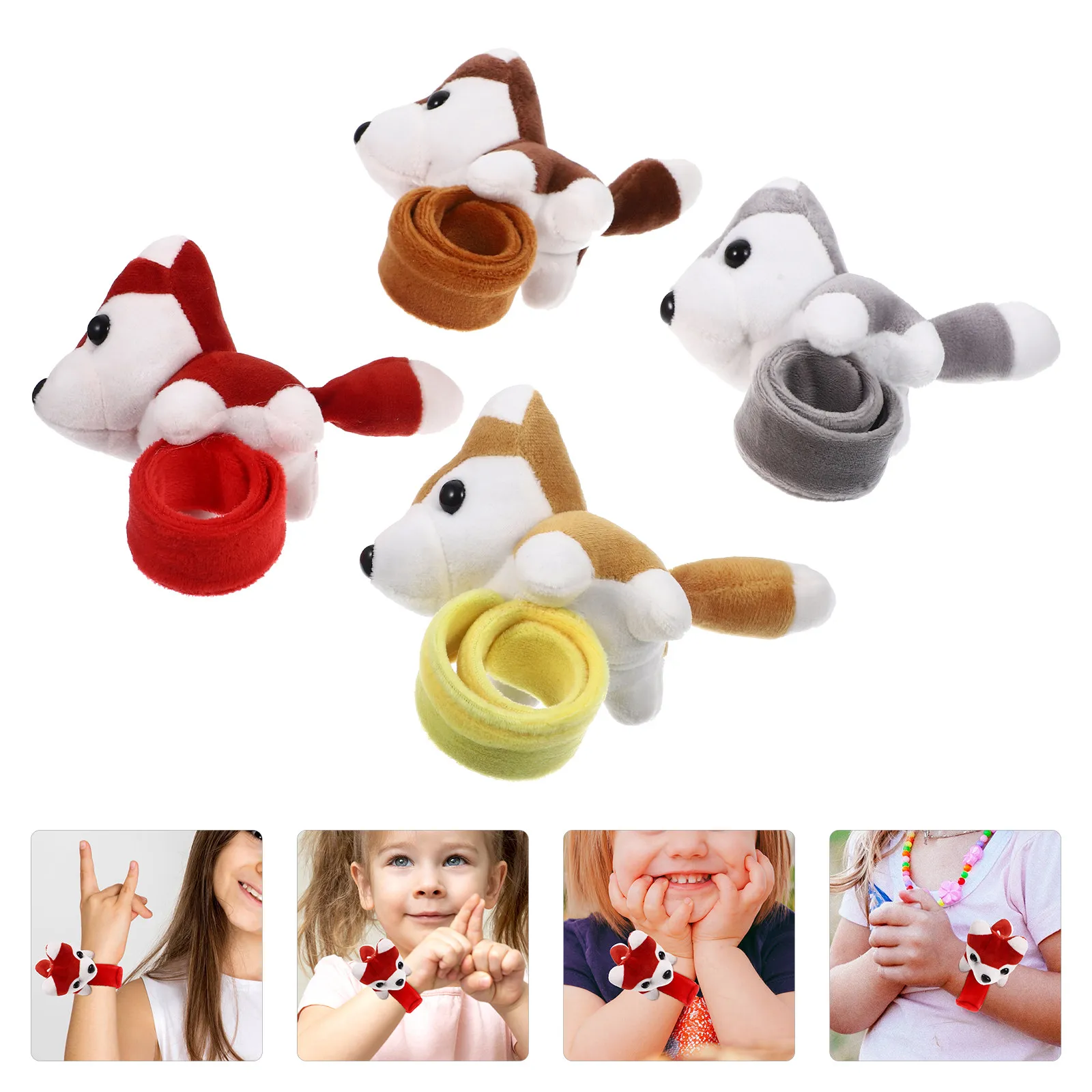 

4Pcs Stylish Animal Snap Bracelets Compact Lightweight Slap Wristbands for Parties Costume Events Decorative Slap Bracelets Bulk