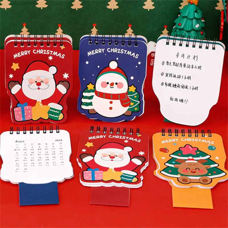 Paper Craft 2024 Christmas Calendar Fashionable Cute Mini Special Shape Calendar Cartoon Desktop Calendar 2025