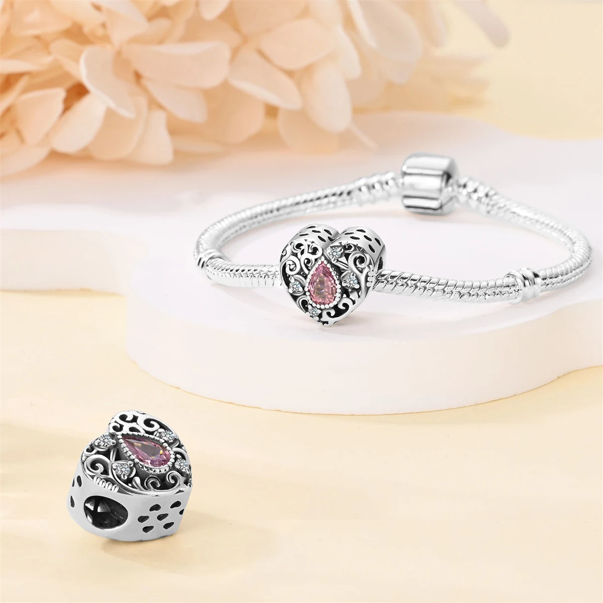 Fit Pandora 925 Original Bracelets 925 Silver Lotus Angel Wings Love Heart Star Charms Beads For Women Fashion DIY Jewelry Gifts