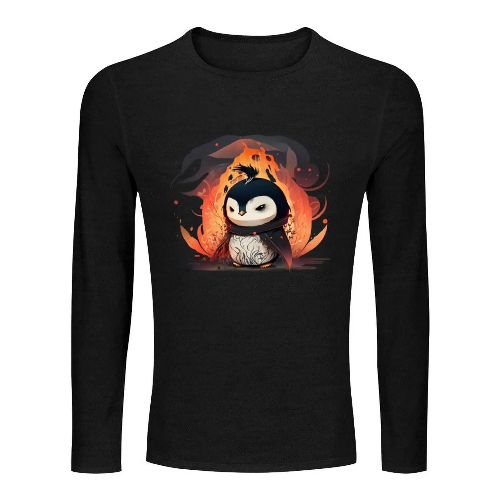 Magic Flaming Penguin Long T-Shirt blank t shirts Blouse anime Oversized t-shirt Men's t-shirt