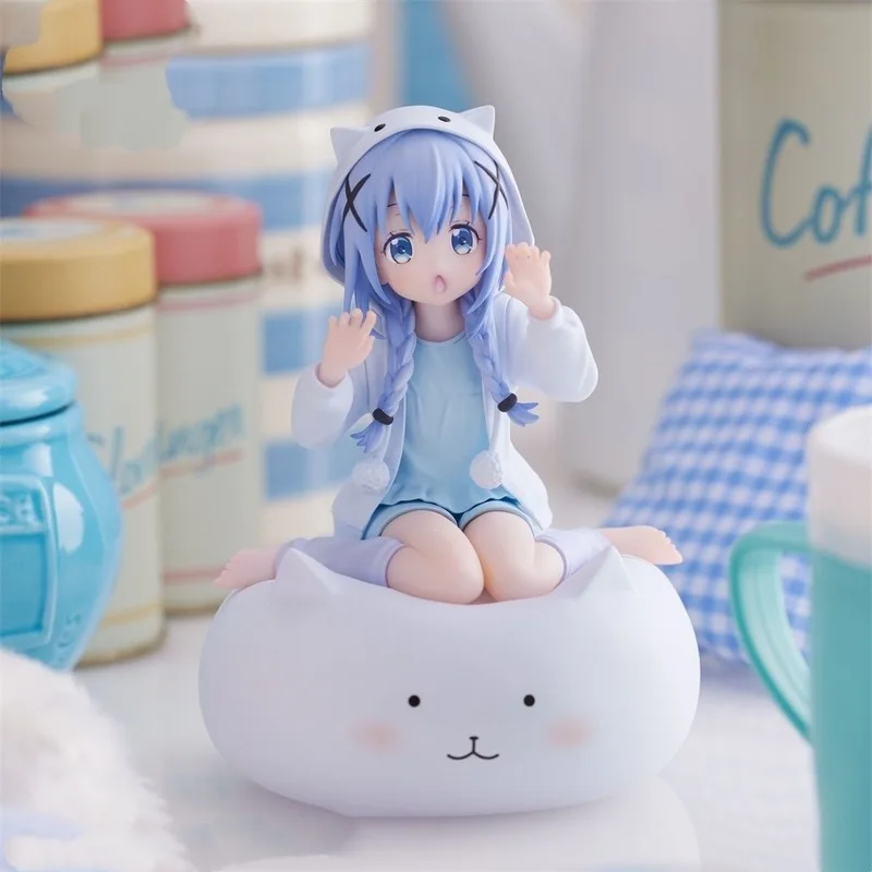 

Chino Kafu Anime Figure Is The Order A Rabbit 14cm Cute Cat Ear Hooded Statue Desktop PC Case Ornament For Anime Otaku Fans