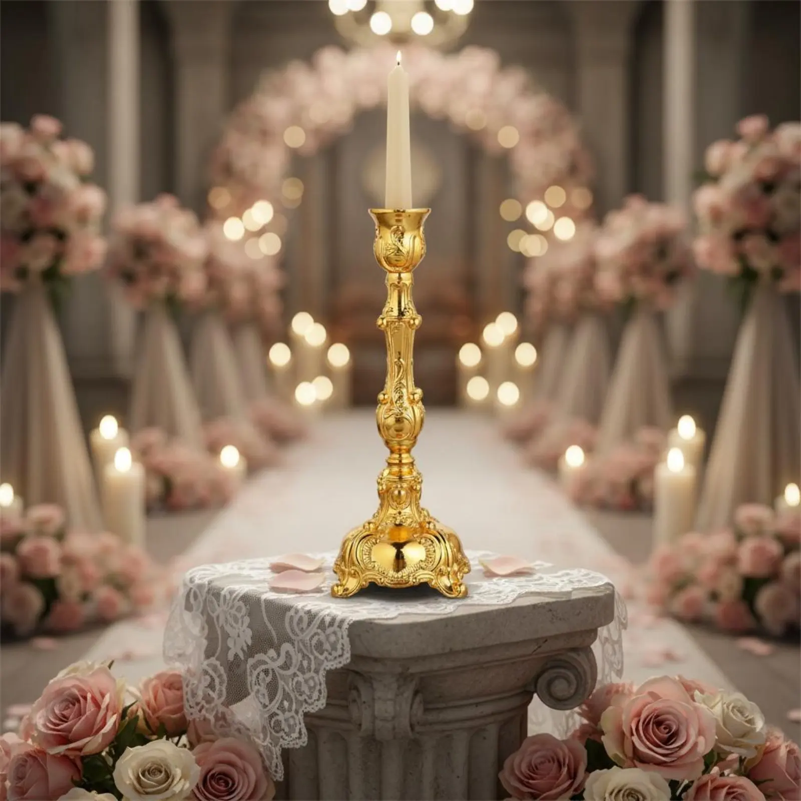 European Design Metal Candlestick Romantic Ambiance Desktop Decor House Decoration Sturdy Alloy Construction for Dinner Parties view 4