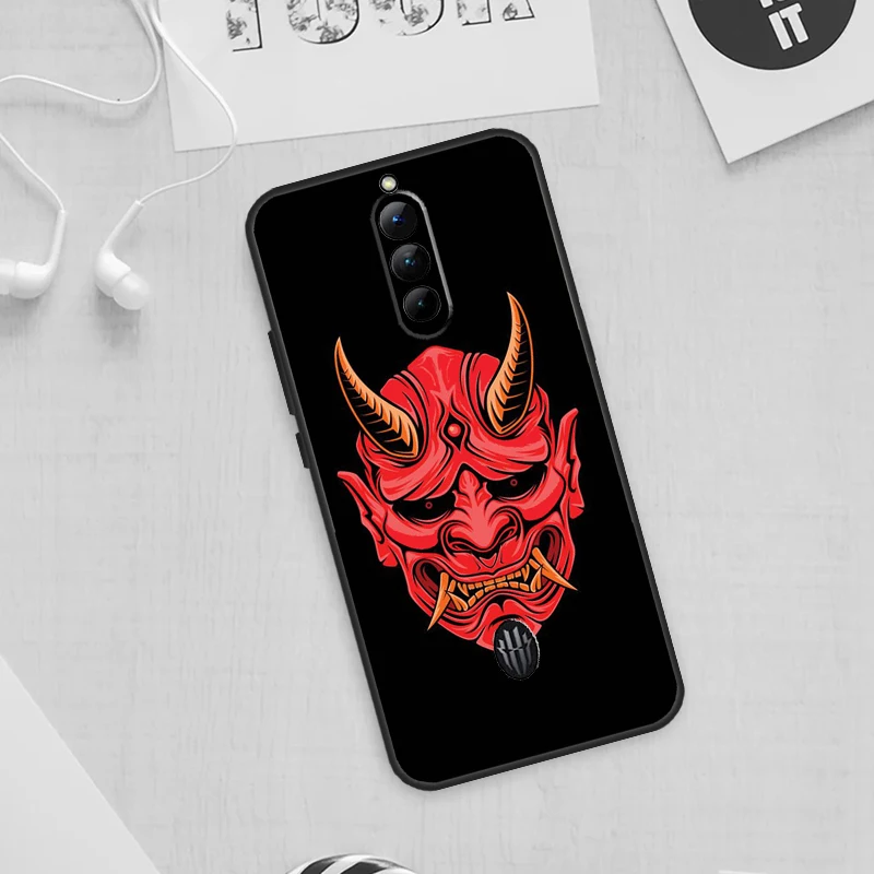 Japanese Samurai Oni Mask Case For ZTE Nubia Red Magic 9 Pro Plus 8 8S Pro 6 7 6S 7S Pro 5G 5S 6R Phone Cover Shell