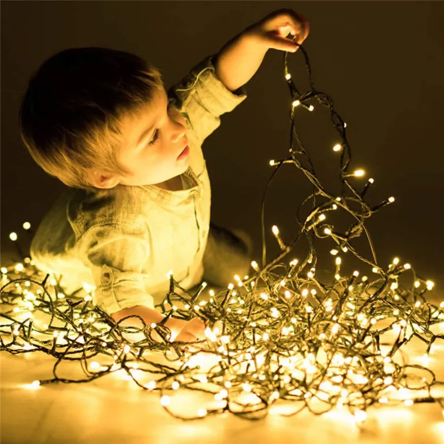 20M 50M 100M Christmas Tree Garland Light Outdoor Fairy Light String 8 Modes Wedding String Lights for Garden Patio Decor