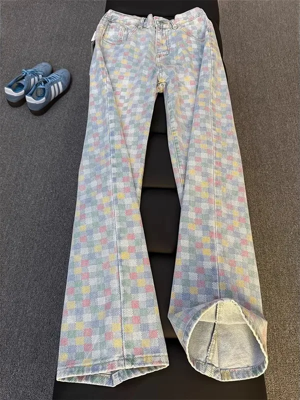 

Мужские джинсы Cleanfit в клетку, прямые, слегка расклешенные, в американском стиле, повседневные, износостойкие