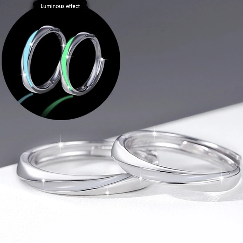 Unique Mobius Styles Glowing Couple Rings Sturdy Alloy Accessory for Lovers