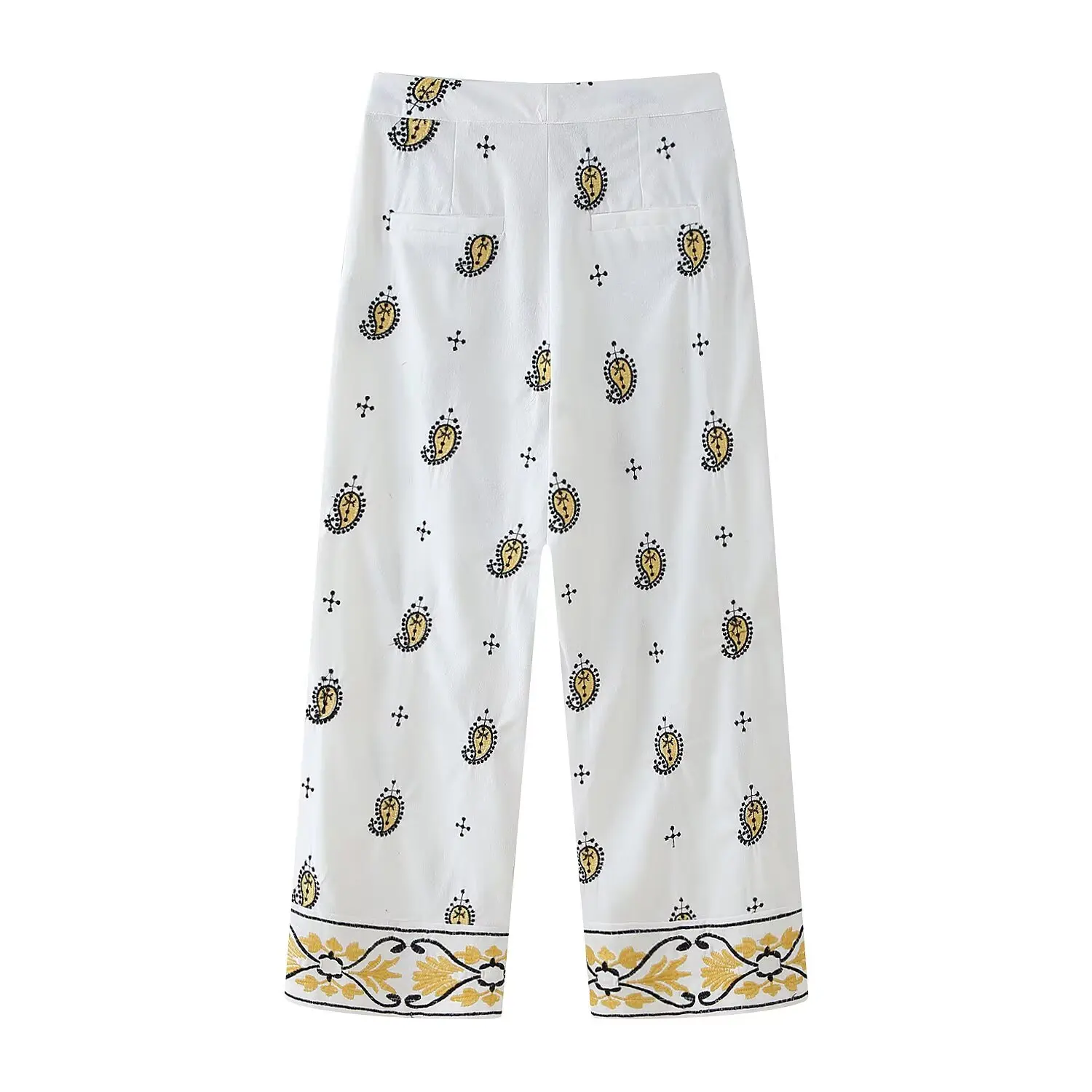 

JNLEAOG осенний новый женский костюм с вышивкой и открытой передней частью, широкие брюки, повседневный удобный дышащий комплект из двух предметов