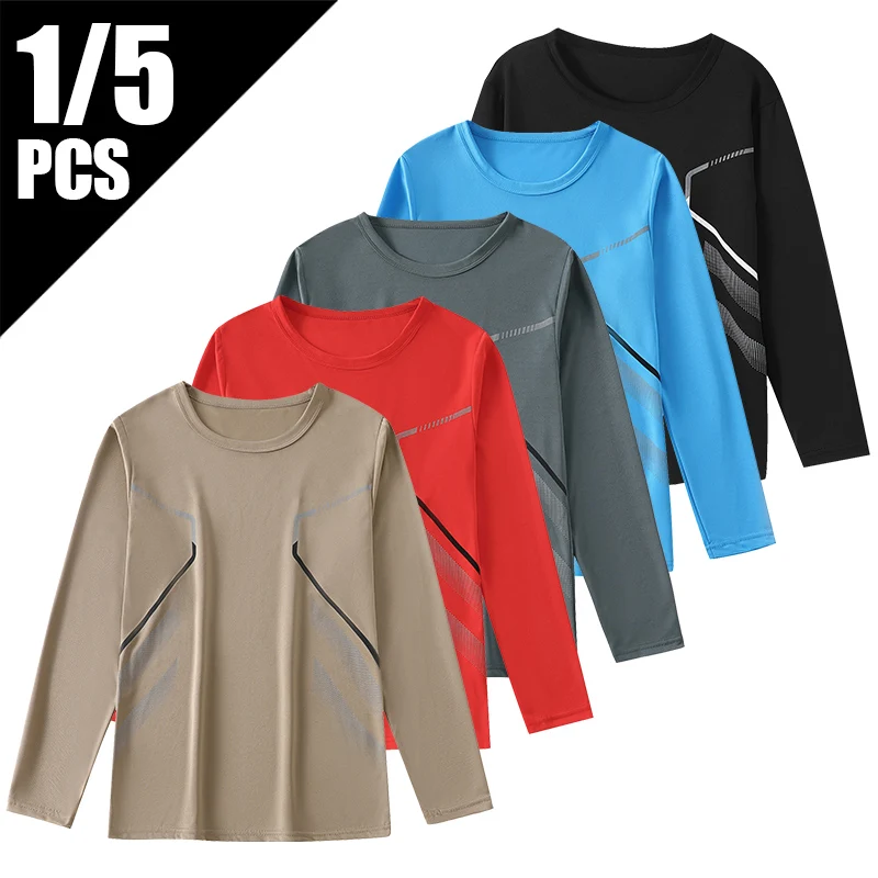 

1/3/5 шт., осенняя молодежная мужская модная быстросохнущая спортивная футболка с длинными рукавами для мальчиков и девочек в возрасте 13–16 лет, повседневный топ
