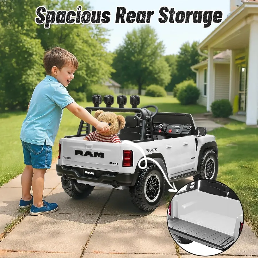 Elektrische auto voor gelicentieerde Ram 1500 RHO 24V rit op speelgoed voor grote batterij aangedreven met ouder afstandsbediening LED-licht / muziek / MP3