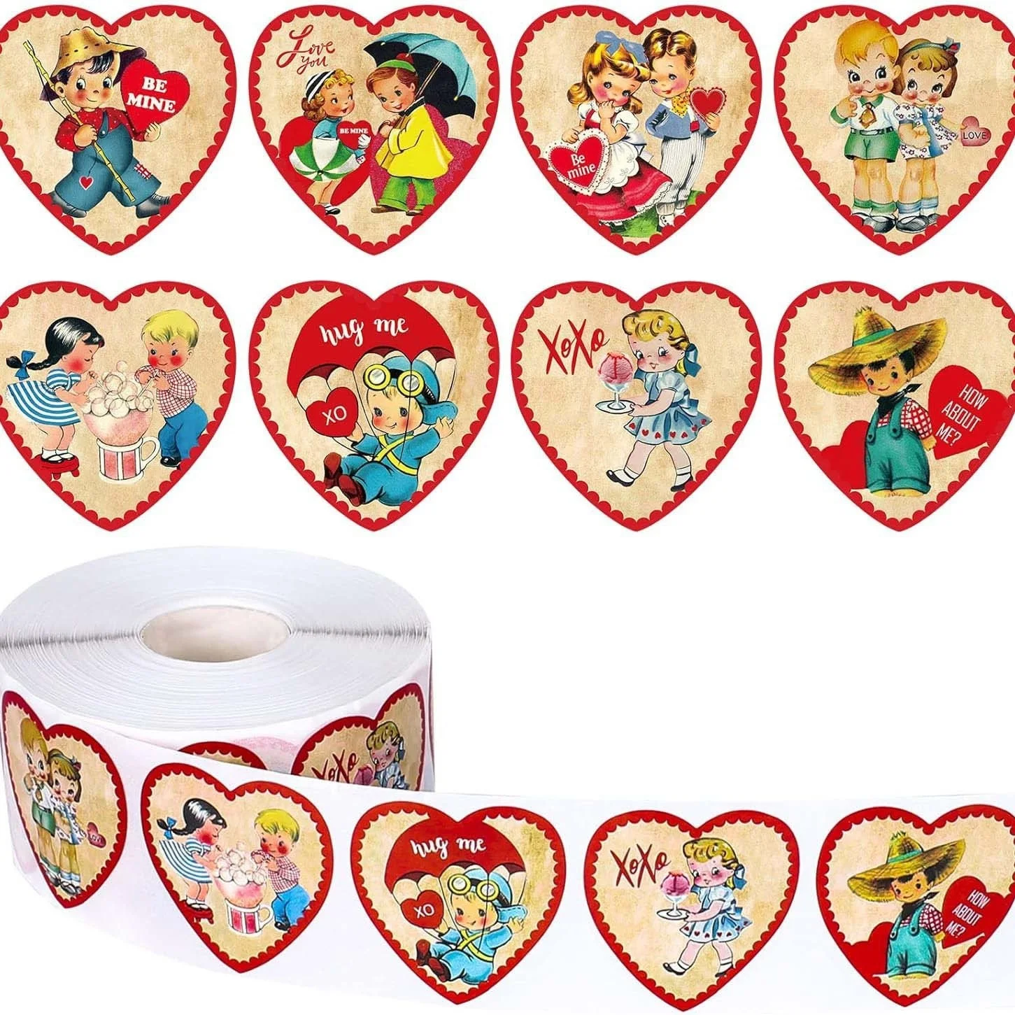 50-500pcs, 8 patterns, love Valentine's Day stickers, sealing stickers, gift decorations, sticker labels, 1-inch