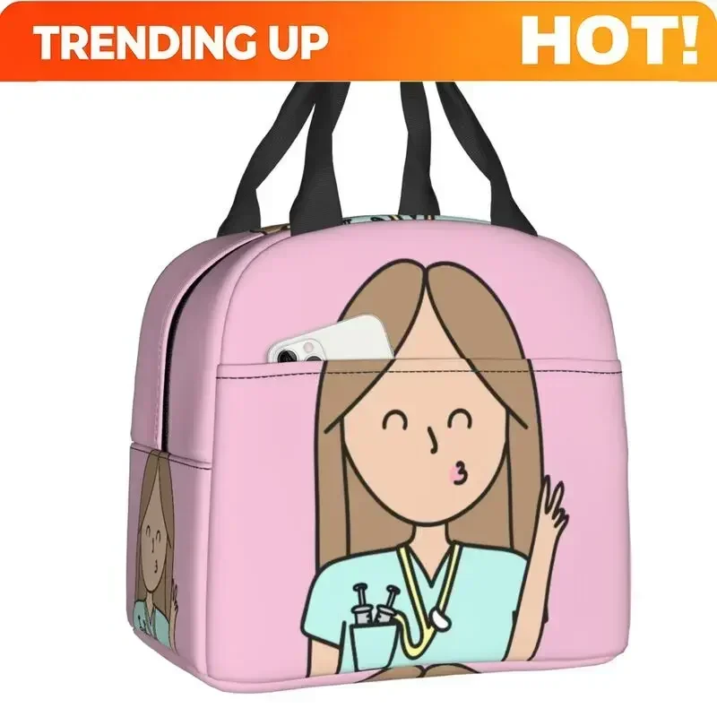 Custom Bag Custom Enfermera En Apuros Doctor Nurse Medical Lunch Bag Waterproof Cooler Thermal Insulated Bento Box For Women Foo