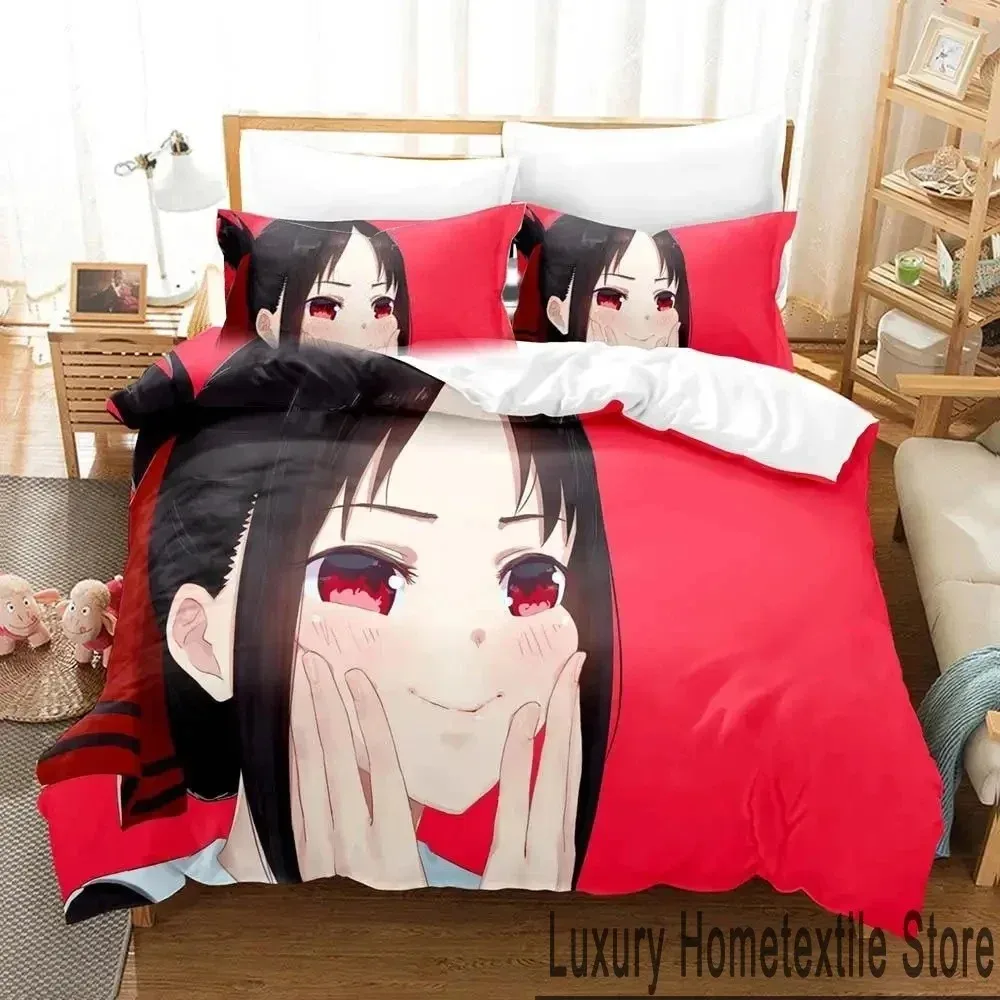 Anime Kaguya-sama Love Is War Bedding Set Duvet Cover Bed Set Quilt Cover Pillowcase Comforter king Queen Size Boys Adult