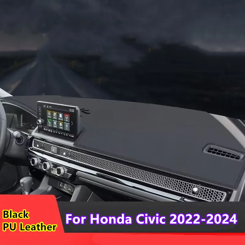 

For Honda Civic 11th 2022-2024 Car Leather Dashboard Dash Cover Protector Mat
