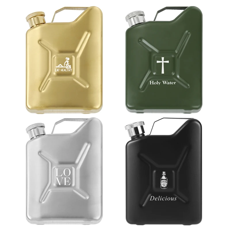 5 oz Black Golden Hip Flask with Funnel Portable Creative Design Stainless Steel Flagon for Wine Whiskey Liquor Drinking Gift