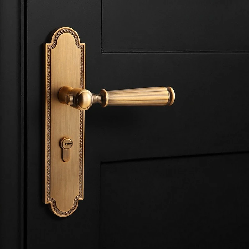 

Дверной замок со встроенной ручкой для спальни, бесшумный, с магнитным креплением, ретро, новый, латунный