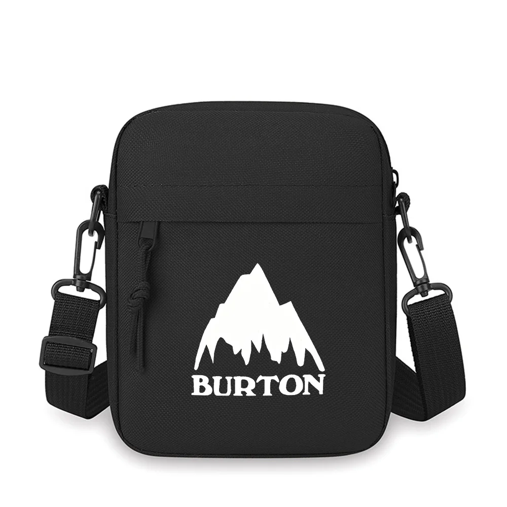 White mountain and letters Burton  Men Crossbody Bag Single Shoulder Women Cartoon Anime Film Printing Design Unisex