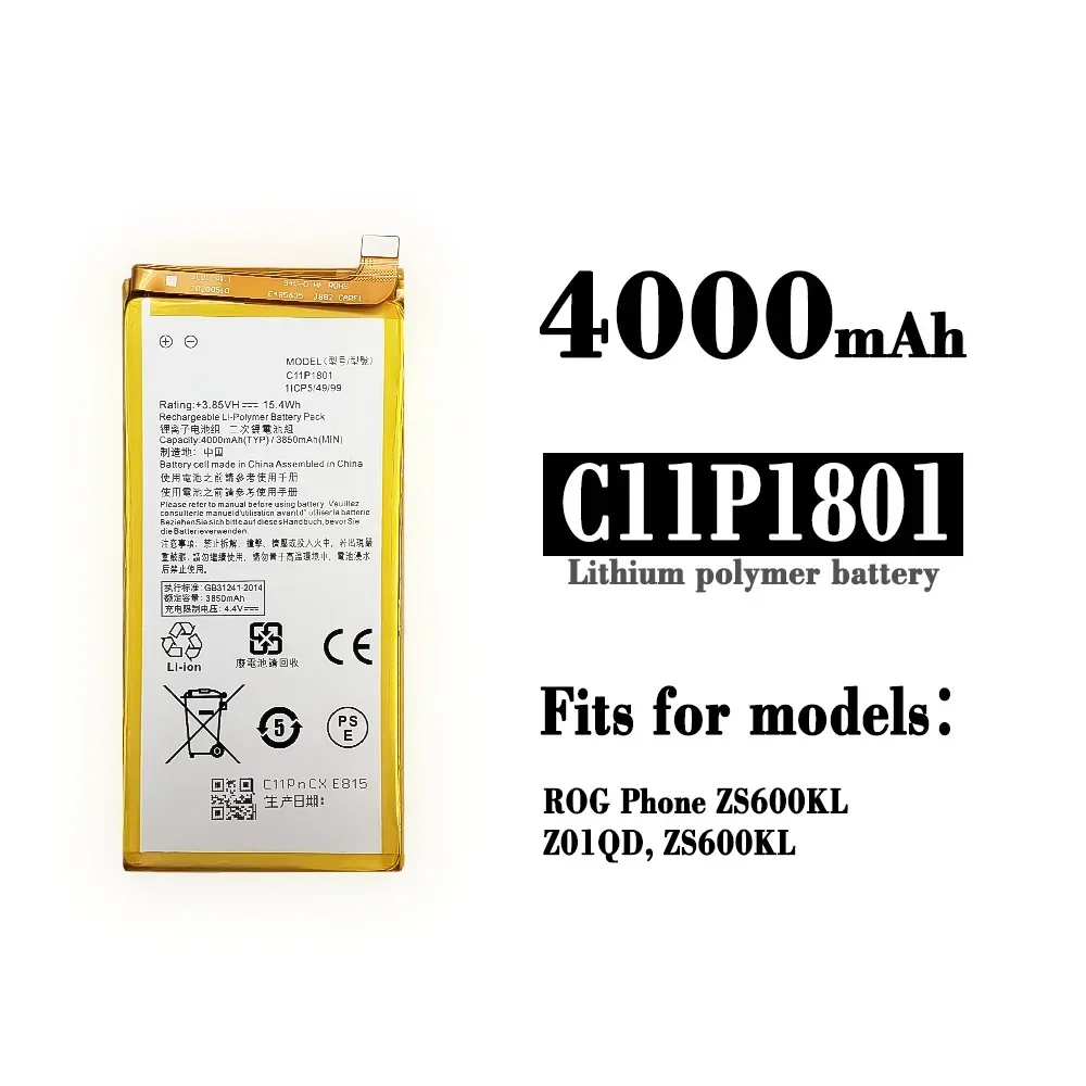 C11P1801 4000mAh Battery For ASUS ROG 1 ZS600KL Z01QD Mobile Phone High Quality Replacement Lithium Battery