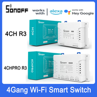 Sonoff 4CH R3/ 4CH PRO R3 4 Gang Wi-Fi Smart Switch Module Voice Control Interlock Inching Control via eWeLink APP Support Alexa