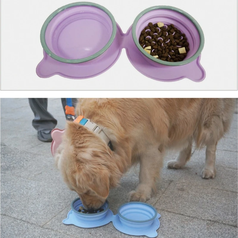 

New Pet Travel Feeding Bowl Folding Puppy Cat Bowl Foldable Silicone Pet Bowls Non-toxic Portable Outdoor Food Dispenser Feeder