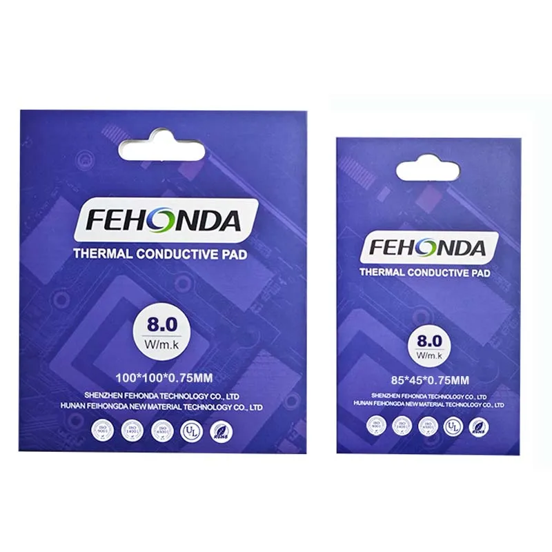 Fehonda High Thermal Conductivity Thermal Pad 8W/Mk Graphics Card Gpu Cpu Thermal Pads 0.5/0.75/1.0/1.25/1.5/1.75/2.0/3.0Mm