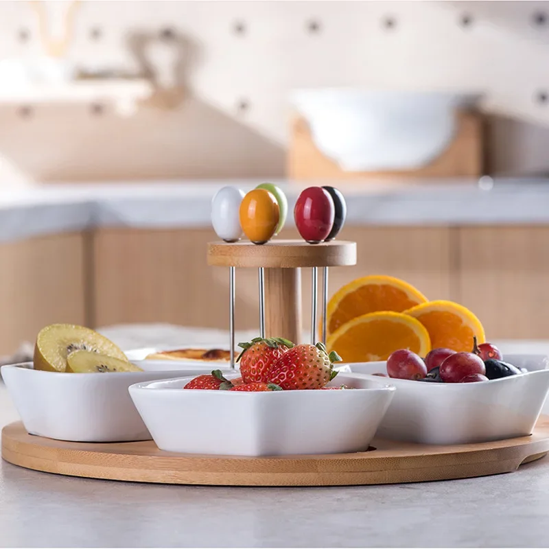 

# Ceramic Flower-shaped Snack Plate, Fruit Dessert Bowl With Bottom Support, Restaurant Utensils #