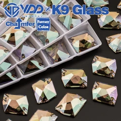 VDD Cosmic 17x21mm 15Pcs Ghost Light kolor najwyższej jakości szkło K9 naszywane na kryształ górski kryształki do przyszywania płaskie ubrania ozdoby