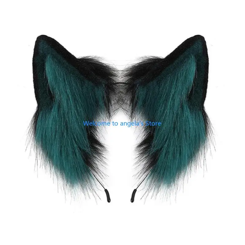 X4yc feito à mão orelhas gato bandana cor sólida peludo pelúcia animal cabelo hoop anime vestido festa cosplay traje para o