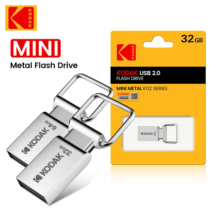 100% Oryginalny KODAK K112 Super Mini Metal USB Flash Drive 64GB 32GB USB2.0 Flash Disk Pendrive Memory Stick Pen Drive