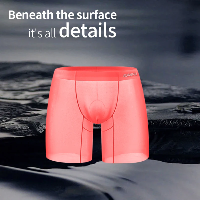Boxer en soie glacée pour hommes, sous-vêtement rafraîchissant, respirant, très extensible, tissu Ultra-fin, Transparent, sans couture, 0.01