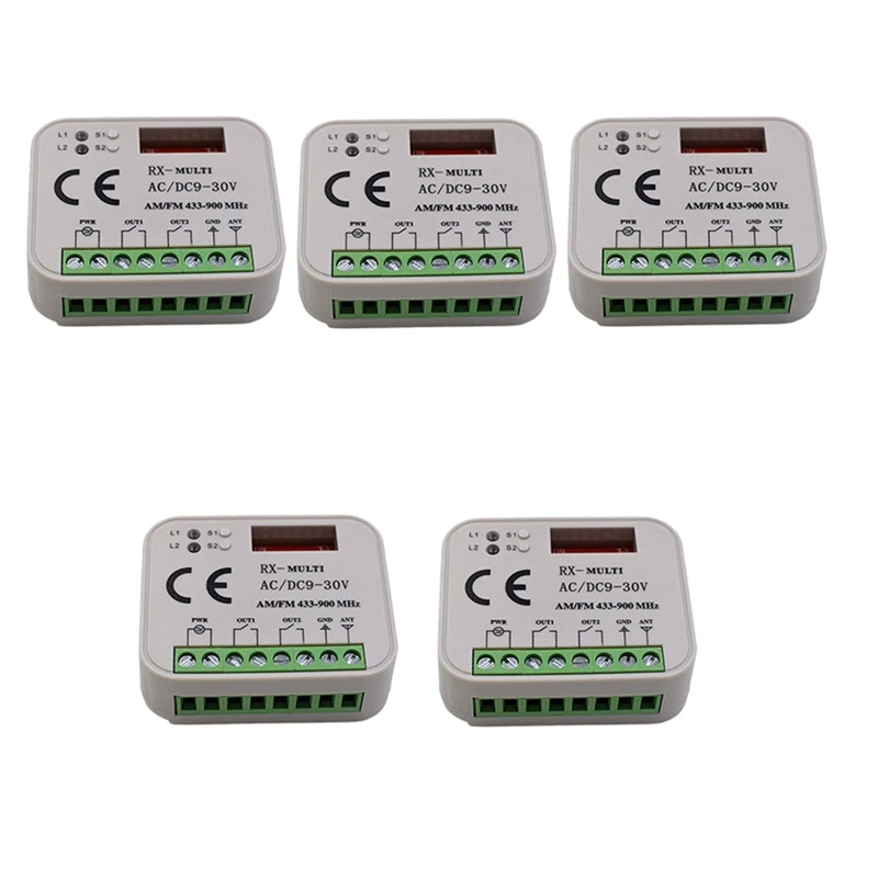 

5 PCS Garage Gate Remote Receiver RX MULTI 300-900MHZ AC/DC 9-30V Receiver For Garage Door Command Gate Control