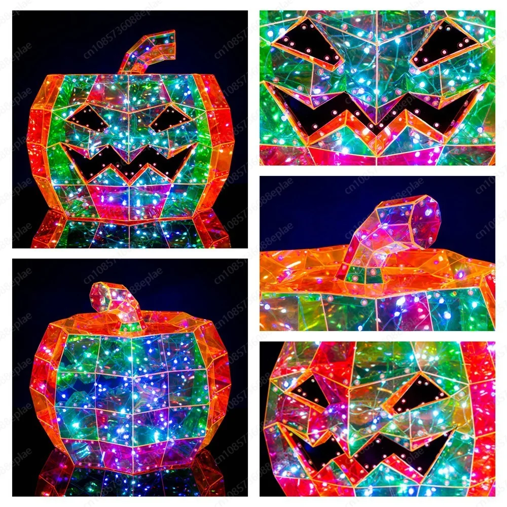 

Cross-border hot sale factory custom Halloween Symphony luminous pumpkin Halloween arrangement props atmosphere dress up lights