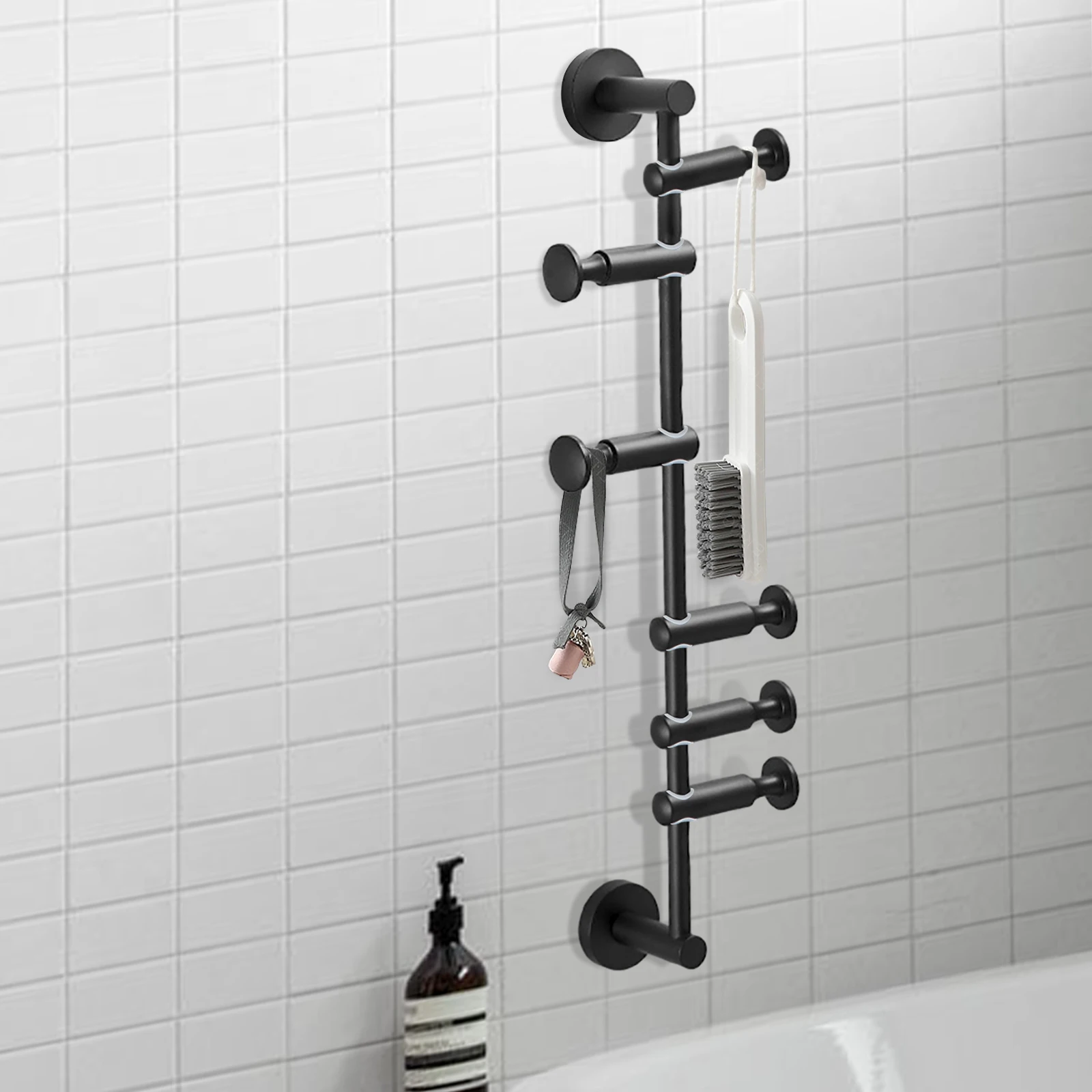 

Современная черная настенная латунная вешалка для шляп, 6 вращающихся крючков, антиокислительный процесс, исключительная долговечность