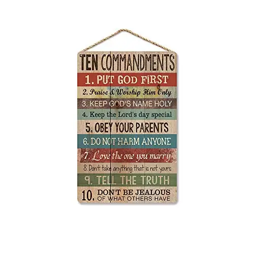 Ten Commandments - Sign 8x12 Inch Decor Home Wall for Indoor & Outdoor