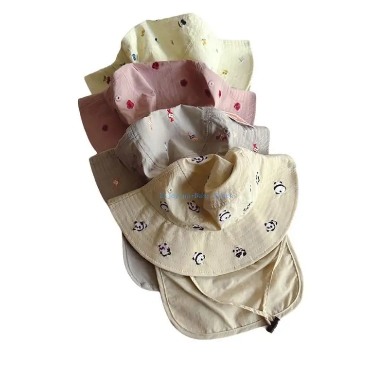 

770B Kids Sun Bucket Hat Lightweight Breathable Summer Basin Caps for Boys and Girls Ages 3-10Y with Neck Flap