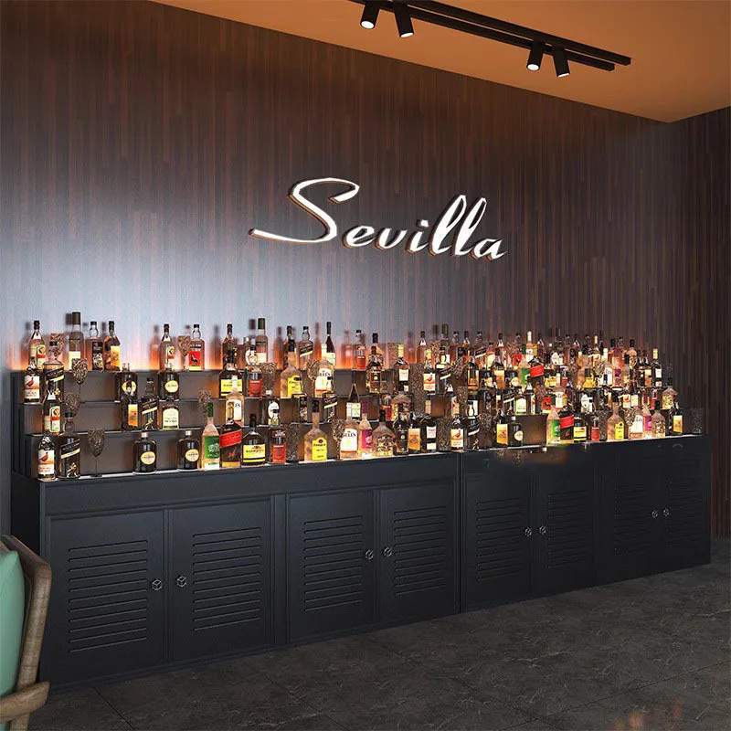 Bar wine rack rack against the wall Floor-to-ceiling wine cabinet Bar display rack