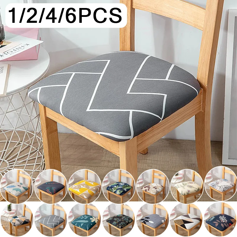 

34 Styles 1Pcs Chair Seat Cover Stretch Jacquard Chair Cover Dining Room Removable Anti-dirty Without Backrest Chair Protector