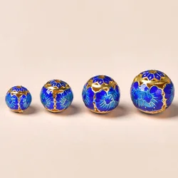 Cloisonne Lotus Beads Baked Blue Spacer Dripping Oil Enamel Color Burning DIY Handmade Bracelet Necklace Accessories