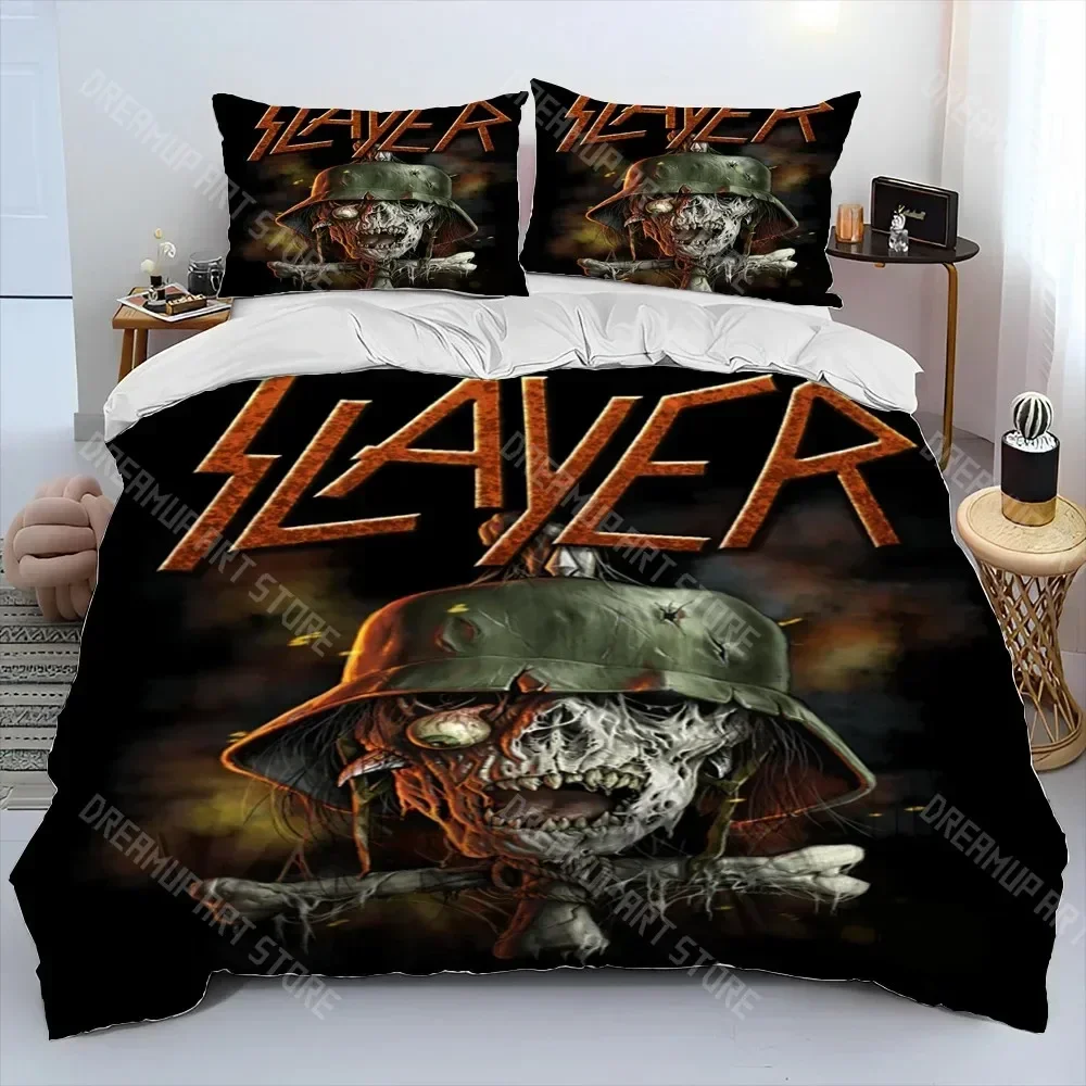 Exquisite Slayer Heavy Metal Band Music Comforter Bedding Set,Duvet Cover Bed Set Quilt Cover Pillowcase,king Queen Size Bedding